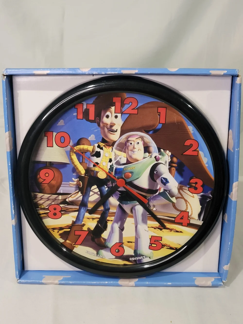 Disney Toy Story Woody & Buzz Round Wall Clock - Black Frame, Multi